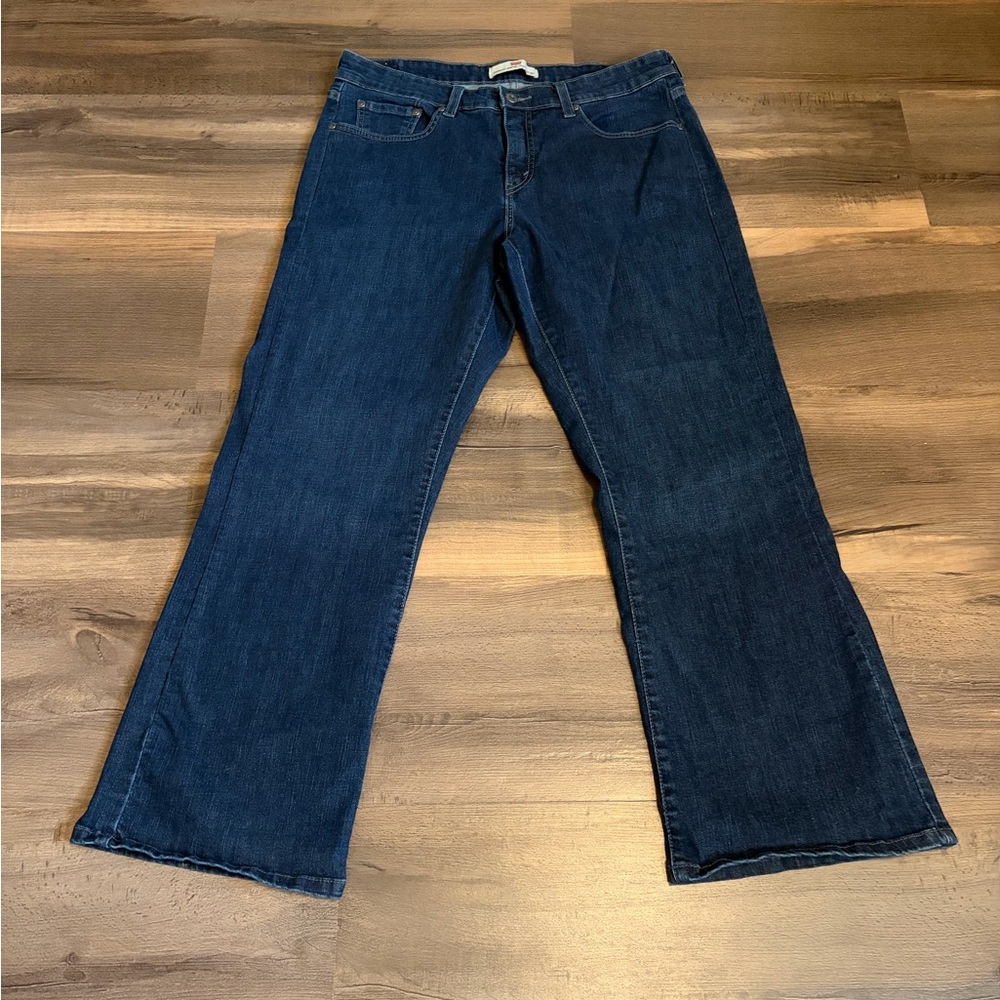 Womens Perfectly Shaping Levi's 512 Dark Blue Wide Leg Bootcut Jeans Size 18 S/C
